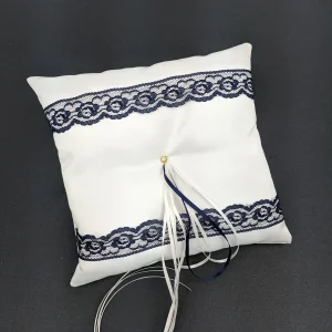 041A Coussin d'alliances blanc et marine