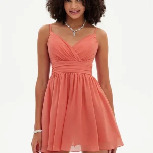 Robe De Bal Mousseline Corail