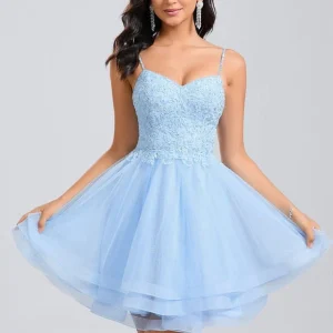 Robe De Bal Tulle Bleu Clair