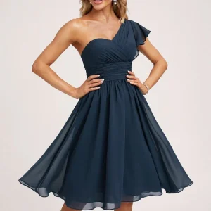 Robe De Bal Asymétrique Marine
