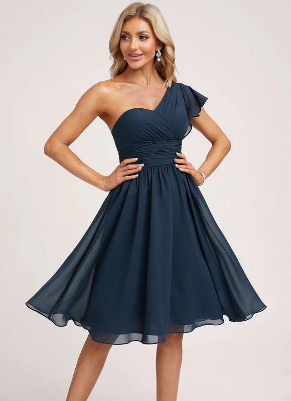 Robe De Bal Asymétrique Marine – Image 2