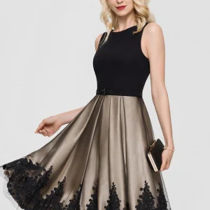 Robe Cocktail Élégante À Broderies