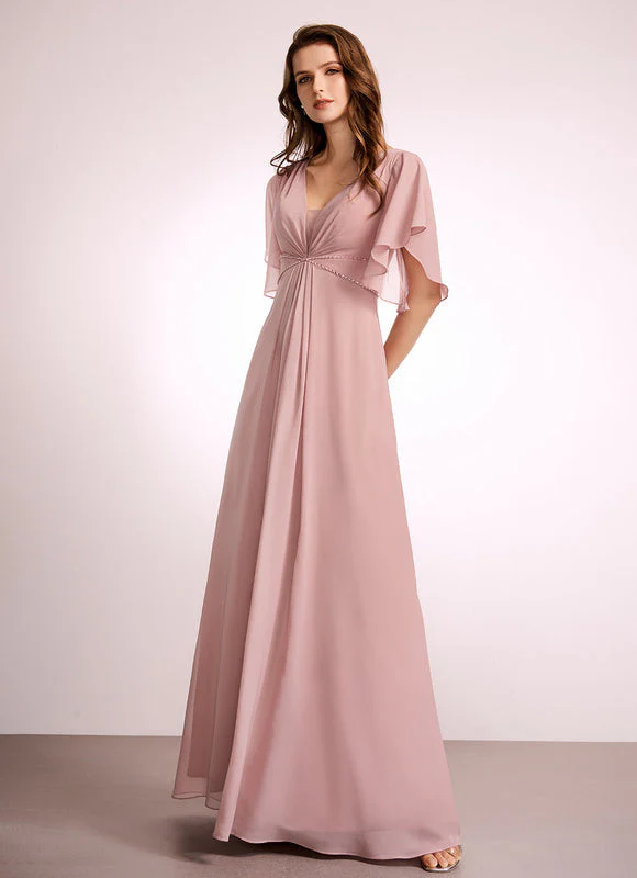 Robe Fluide Rose Poudré À Fente – Image 3