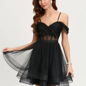 Robe De Bal Tulle Noire Élégante