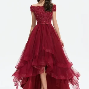 Robe De Bal Tulle Bordeaux
