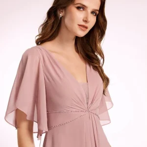 Robe Fluide Rose Poudré À Fente