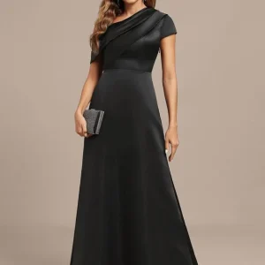 Robe Satinée Asymétrique Élégante Longue