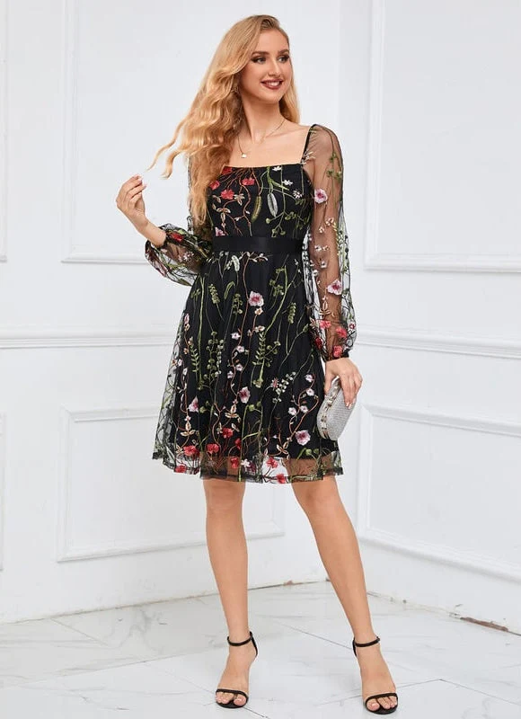 Robe De Bal Brodée Noire – Image 8