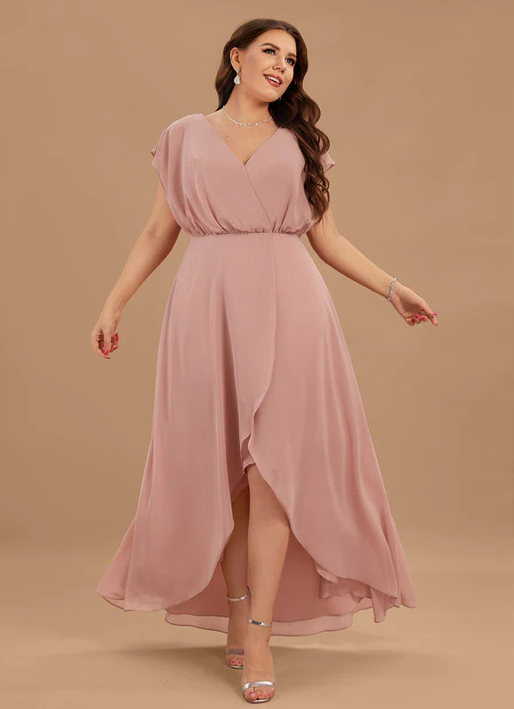 Robe Fluide Rose Poudré À Décolleté Plongeant Et Jupe Asymétrique – Image 8