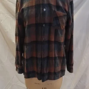 Chemise carreautée rouille en laine