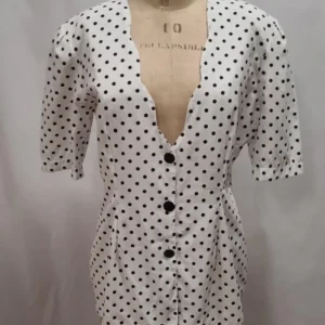 Chemisier manches courtes blanc à pois