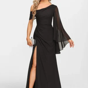 Robe Fourreau Asymétrique Élégante Noire