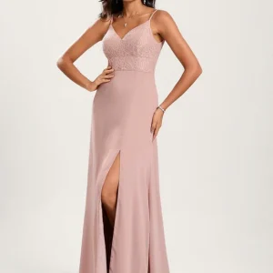 Robe Fluide Rose Poudré À Décolleté Ajouré