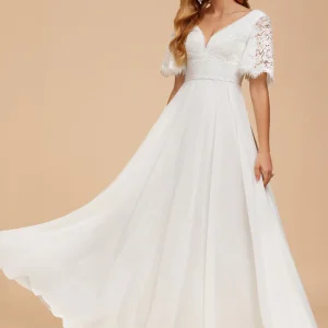 Robe Nuptiale Col V Aérienne Élégante