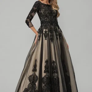 Robe De Bal Tulle Brodé Noir