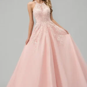 Robe De Bal De Bal Rose Ornée