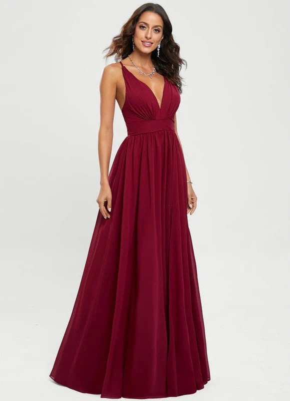 Robe De Bal Bordeaux Fluide – Image 3