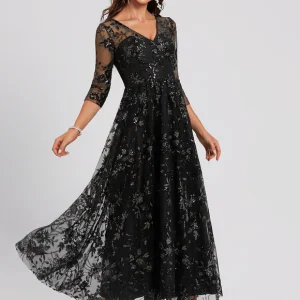 Robe Trapèze En Dentelle Florale