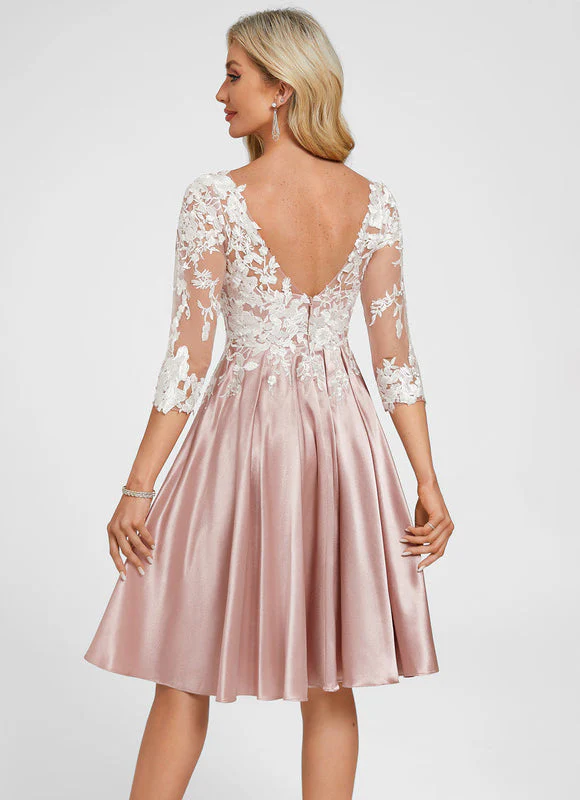 Robe Cocktail Rose Poudré Dentelle – Image 8