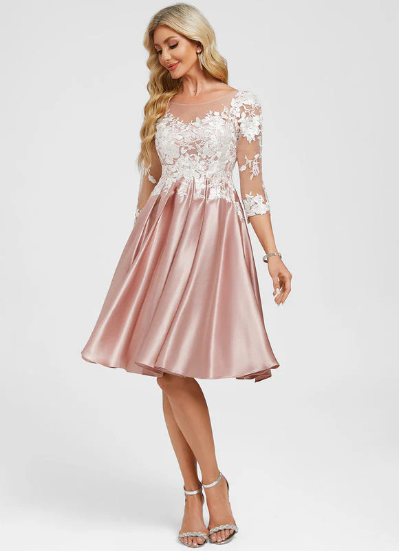 Robe Cocktail Rose Poudré Dentelle – Image 7