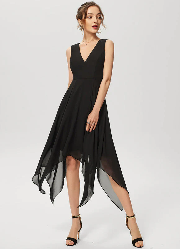 Robe Cocktail Vaporeuse Élégante Noire – Image 5