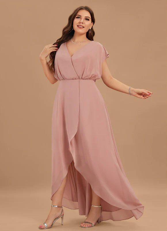 Robe Fluide Rose Poudré À Décolleté Plongeant Et Jupe Asymétrique – Image 6