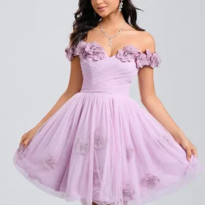 Robe De Bal Tulle Lilas Fleuri