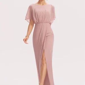 Robe Fluide Rose Poudré À Manches Légères