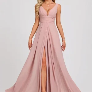 Robe Longue Femme Rose Poudré