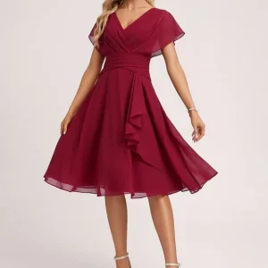 Robe De Bal Mousseline Bordeaux