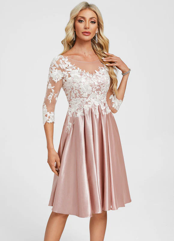Robe Cocktail Rose Poudré Dentelle – Image 3