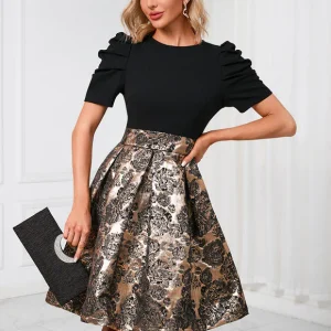 Robe Trapèze Dorée Élégante Chic