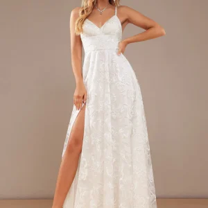 Robe Nuptiale Élégante À Fente