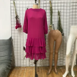 Robe fuchsia manche 3/4