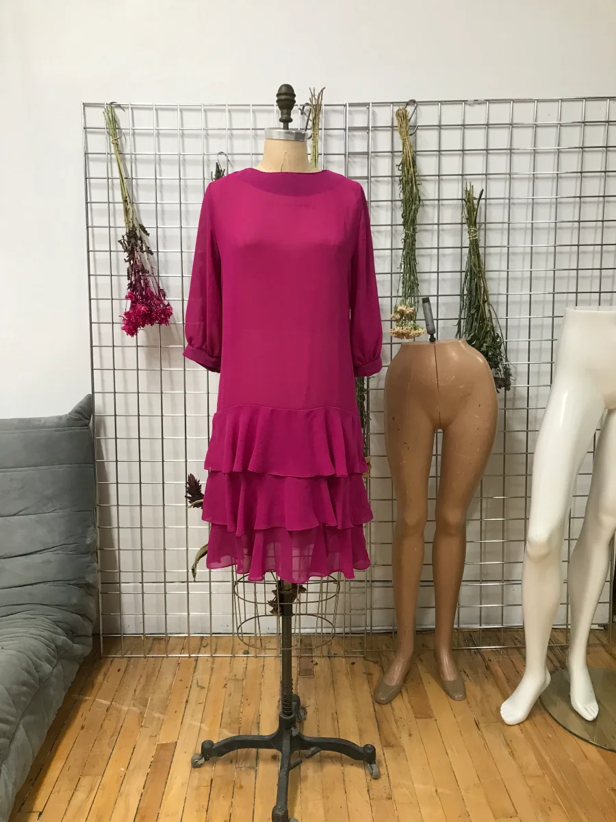 Robe fuchsia manche 3/4 – Image 2