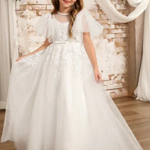 Robe Enfant Nuptiale En Tulle Fleuri