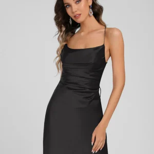 Robe Satinée Chic À Bretelles