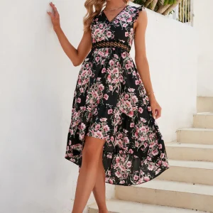 Robe Florale Chic Asymétrique Élégante