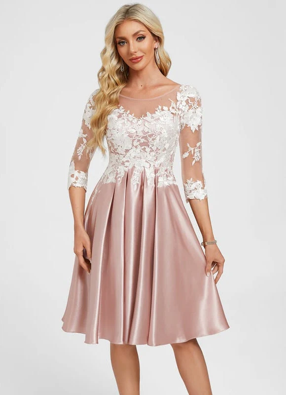 Robe Cocktail Rose Poudré Dentelle – Image 2