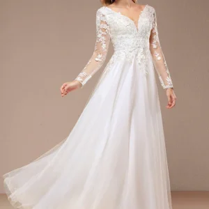 Robe Nuptiale Vaporeuse À Manches Longues