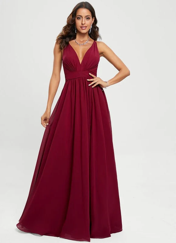 Robe De Bal Bordeaux Fluide – Image 7
