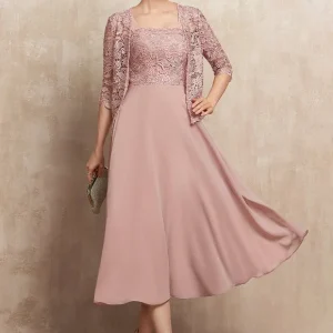 Robe Rose Poudré Vintage Dentelle