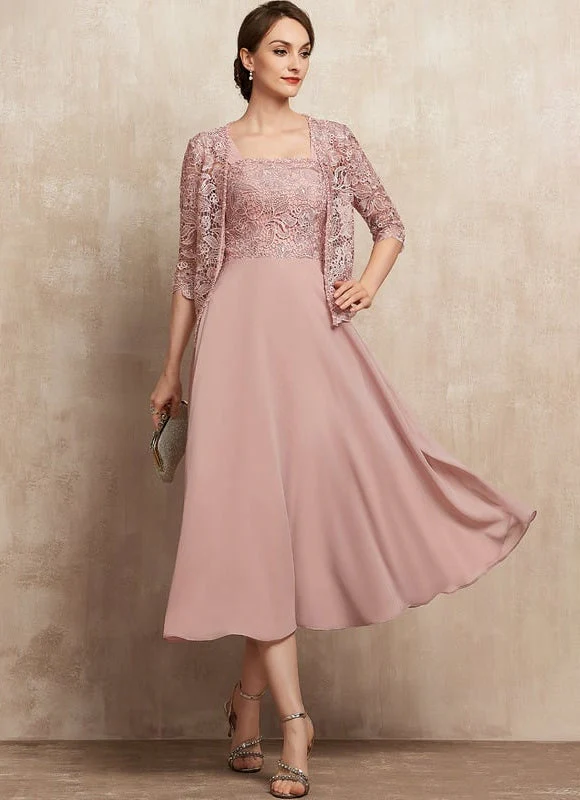 Robe Rose Poudré Vintage Dentelle