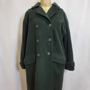 Manteau de laine double boutonnière vert forêt