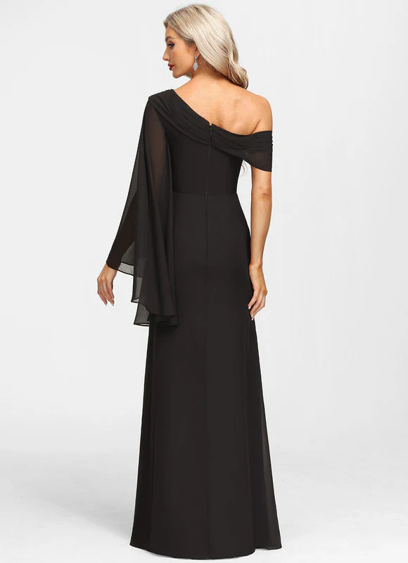 Robe Fourreau Asymétrique Élégante Noire – Image 7