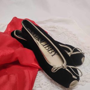 Ballerines velours noir boucles dorées