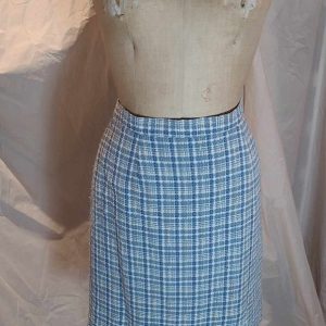 Jupe tailleur tweed bleu poudre