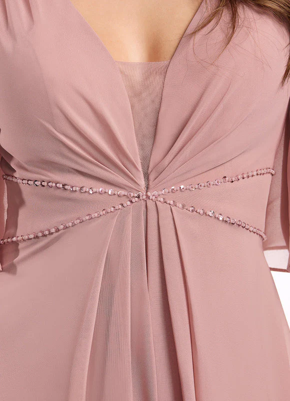 Robe Fluide Rose Poudré À Fente – Image 7