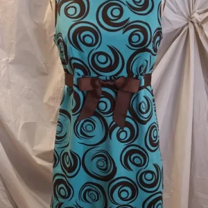 Robe tailleur turquoise et marron