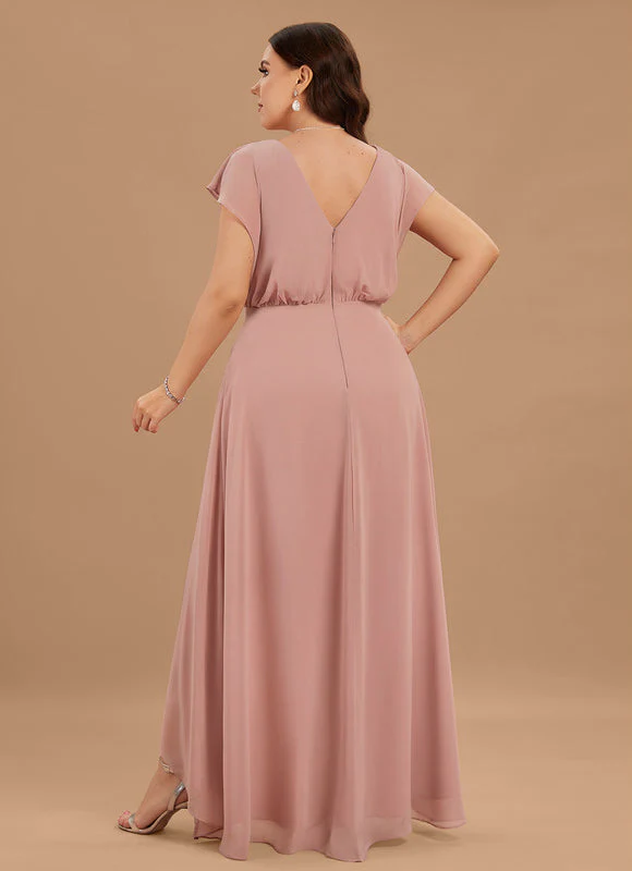 Robe Fluide Rose Poudré À Décolleté Plongeant Et Jupe Asymétrique – Image 7